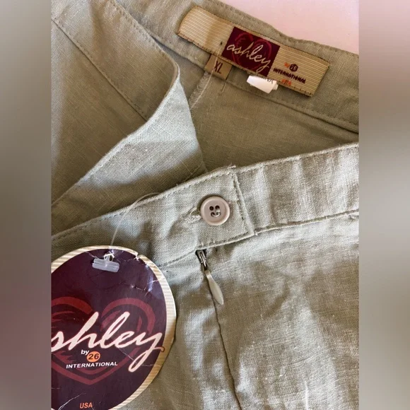 VINTAGE Deadstock Y2K Linen Pant Utility Jogger NEW Green Streetwear 90s Pull XL - Picture 11 of 14